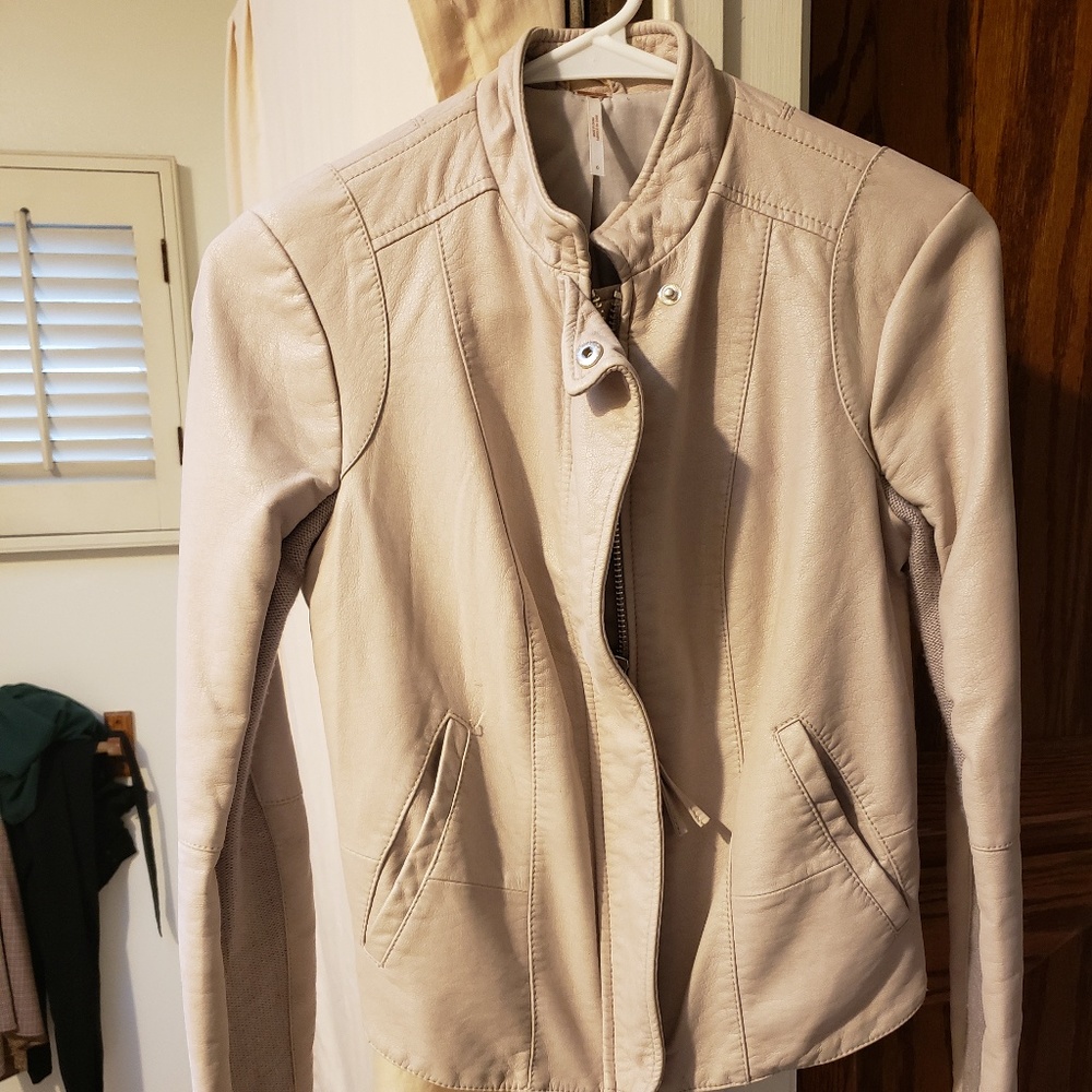 Pale Pink Leather Free People Jacket